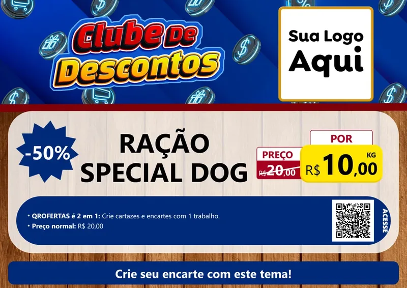 Modelo de Cartaz para Cartaz A4 Horizontal com o tema Clube de Descontos para Pet Shop