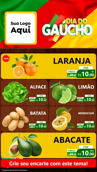 Modelo de TV para TV Vertical com o tema Dia do Gaúcho para Hortifrúti
