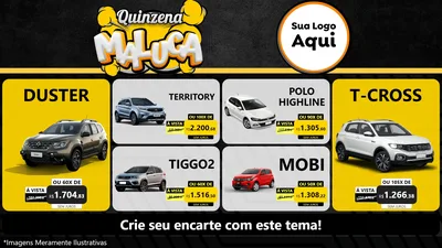 Modelo de TV para TV Horizontal com o tema Quinzena Maluca para Concessionaria de Carros