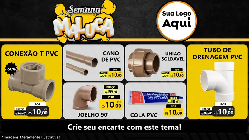 Modelo de TV para TV Horizontal com o tema Semana Maluca para Tubos e conexões