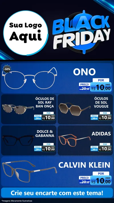 Modelo de TV para TV Vertical com o tema Black Friday para Óticas