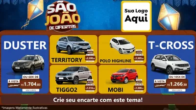 Modelo de TV para TV Horizontal com o tema São João Ofertas Imbatíveis! - Junina para Concessionaria de Carros
