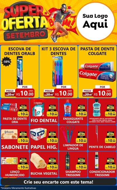 Modelo de Encarte para Encarte Grande com o tema Super Oferta Setembro para Higiene Pessoal