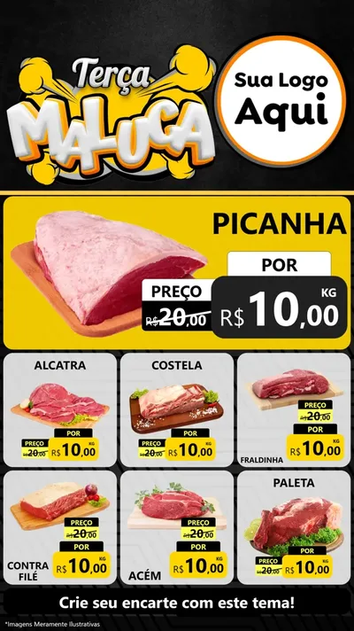Modelo de Rede Social para Stories com o tema Terça Maluca para Açougue