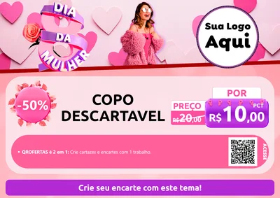 Modelo de Cartaz para Cartaz A4 Horizontal com o tema Dia da Mulher para Embalagens