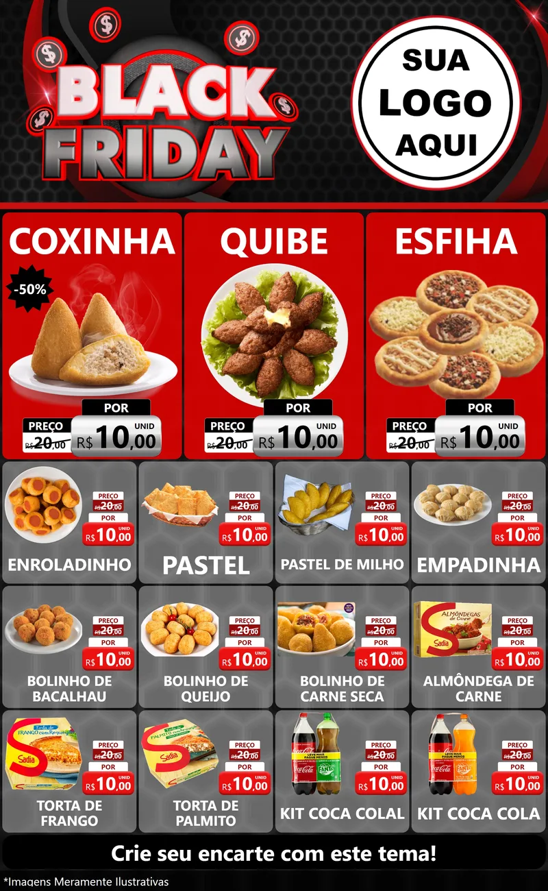Modelo de Encarte para Encarte Grande com o tema Black Friday para Salgadaria