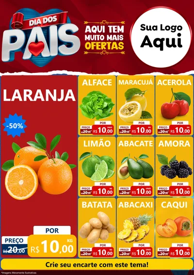 Modelo de Encarte para Encarte A4 Vertical com o tema Dia dos Pais para Hortifrúti