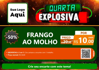 Modelo de Cartaz para Cartaz A4 Horizontal com o tema Quarta Explosiva para Restaurante