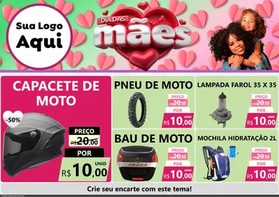 Modelo de Encarte para Encarte A4 Horizontal com o tema Dia das Mães para Moto peças
