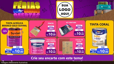 Modelo de TV para TV Horizontal com o tema Férias com Grandes Ofertas para Tintas e Ferramentas
