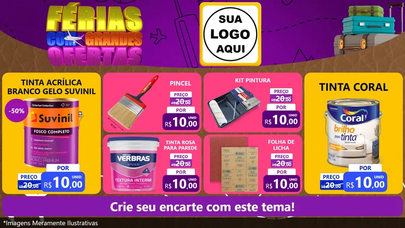 Modelo de TV para TV Horizontal com o tema Férias com Grandes Ofertas para Tintas e Ferramentas