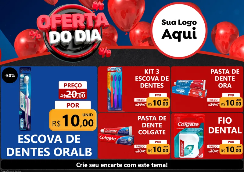 Modelo de Encarte para Encarte A4 Horizontal com o tema Oferta do Dia para Higiene Pessoal