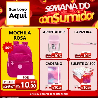 Modelo de Rede Social para Feed Facebook com o tema Semana do Consumidor para Papelaria