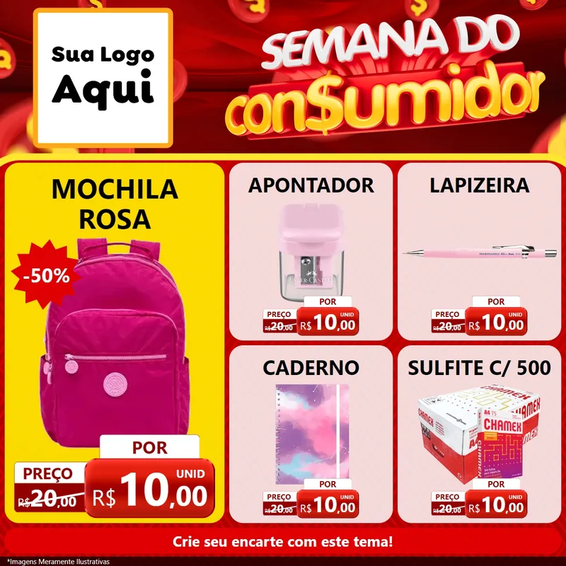 Modelo de Rede Social para Feed Facebook com o tema Semana do Consumidor para Papelaria