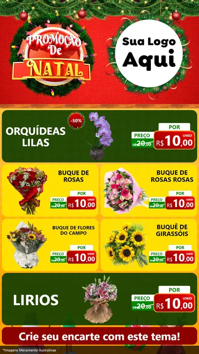 Modelo de TV para TV Vertical com o tema Promoção de Natal para Floricultura e jardim