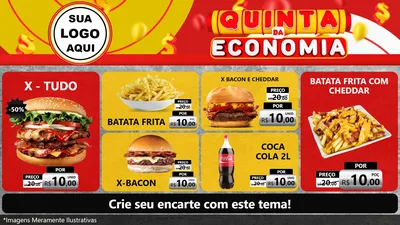 Modelo de TV para TV Horizontal com o tema Quinta da Economia para Hamburgueria