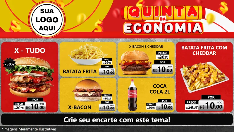 Modelo de TV para TV Horizontal com o tema Quinta da Economia para Hamburgueria