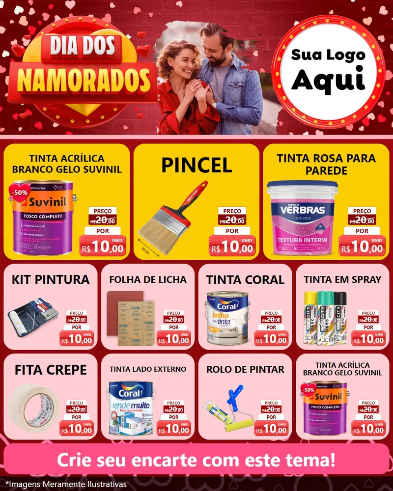 Modelo de Rede Social para Feed Instagram com o tema Dia Dos Namorados para Tintas e Ferramentas