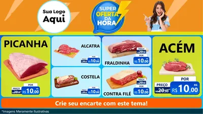 Modelo de TV para TV Horizontal com o tema Super Oferta da Hora para Açougue