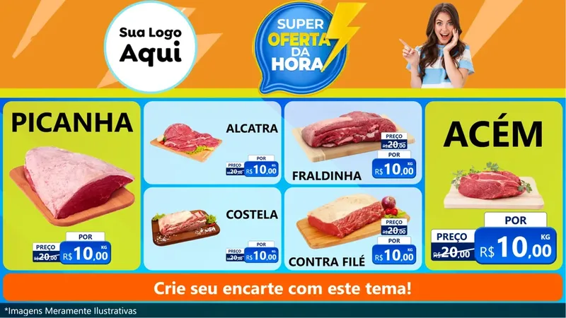 Modelo de TV para TV Horizontal com o tema Super Oferta da Hora para Açougue