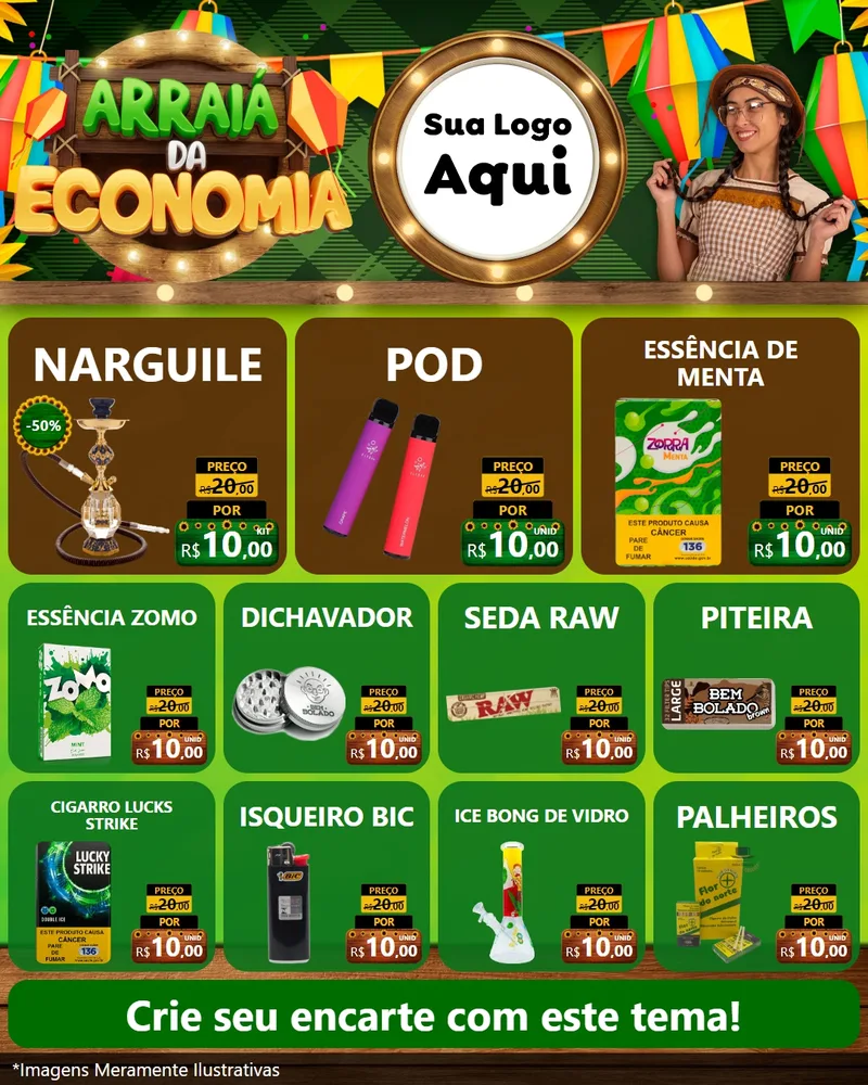Modelo de Rede Social para Feed Instagram com o tema Arraiá de Economia para Tabacaria