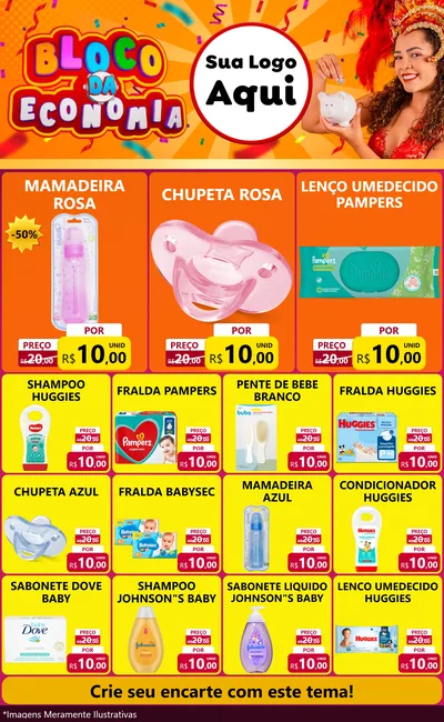 Modelo de Encarte para Encarte Grande com o tema Bloco da Economia para Bebês
