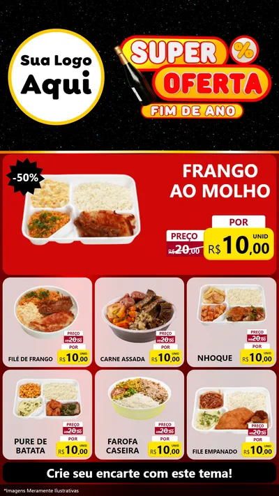 Modelo de Rede Social para Stories com o tema Super Oferta Fim de Ano para Restaurante