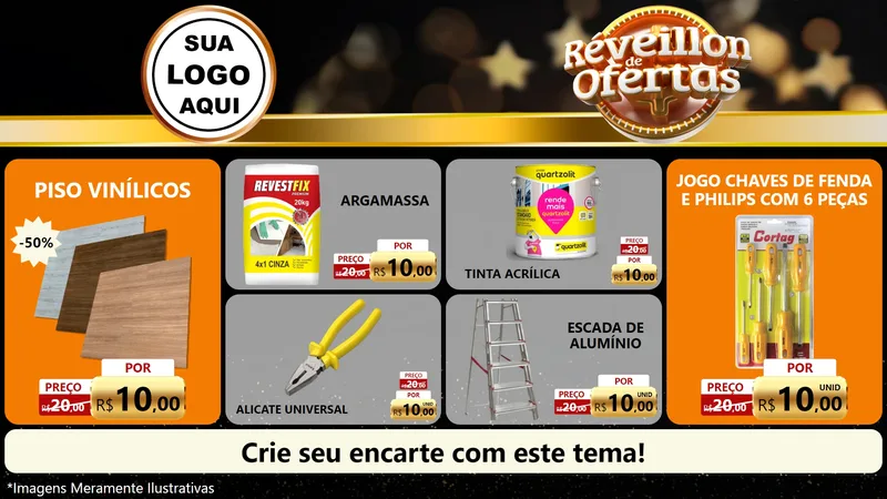 Modelo de TV para TV Horizontal com o tema Réveillon de Ofertas para Material para Construção
