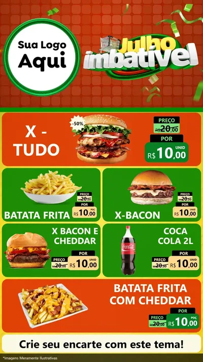 Modelo de TV para TV Vertical com o tema Julho Imbatível para Hamburgueria