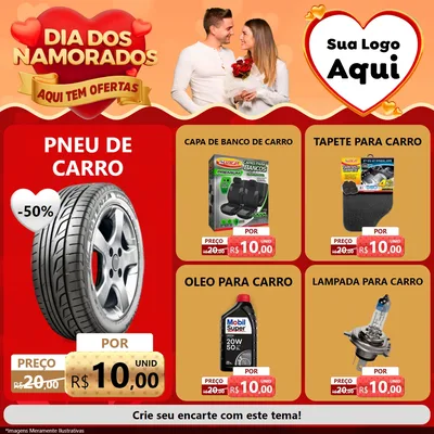Modelo de Rede Social para Feed Facebook com o tema Dia dos Namorados - Aqui Tem Ofertas para Auto peças