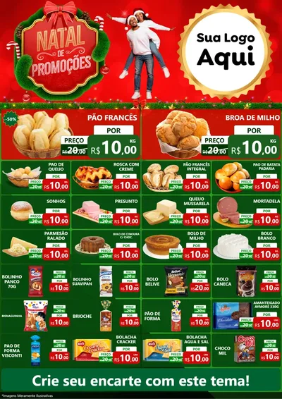 Modelo de Encarte para Encarte A4 Vertical com o tema Natal de Promoções para Padaria