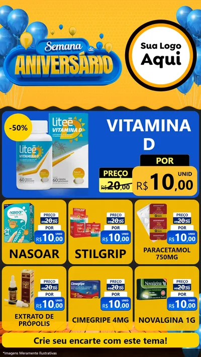 Modelo de Rede Social para Stories com o tema Semana de Aniversário para Farmácia