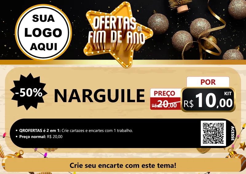 Modelo de Cartaz para Cartaz A4 Horizontal com o tema Ofertas de Fim de Ano para Tabacaria