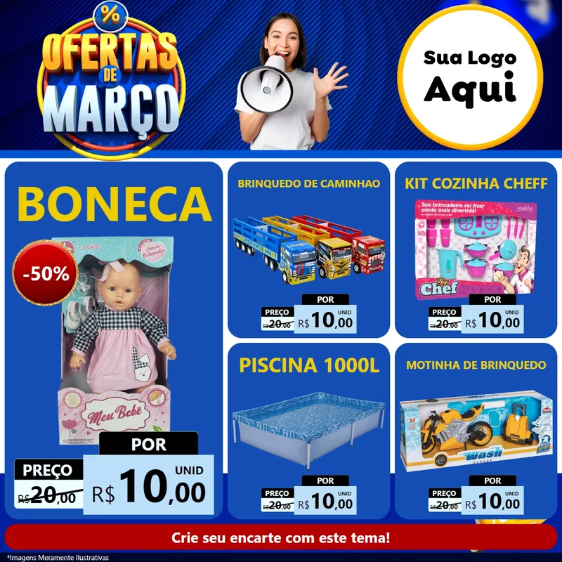 Modelo de Rede Social para Feed Facebook com o tema Ofertas de Março para Brinquedos