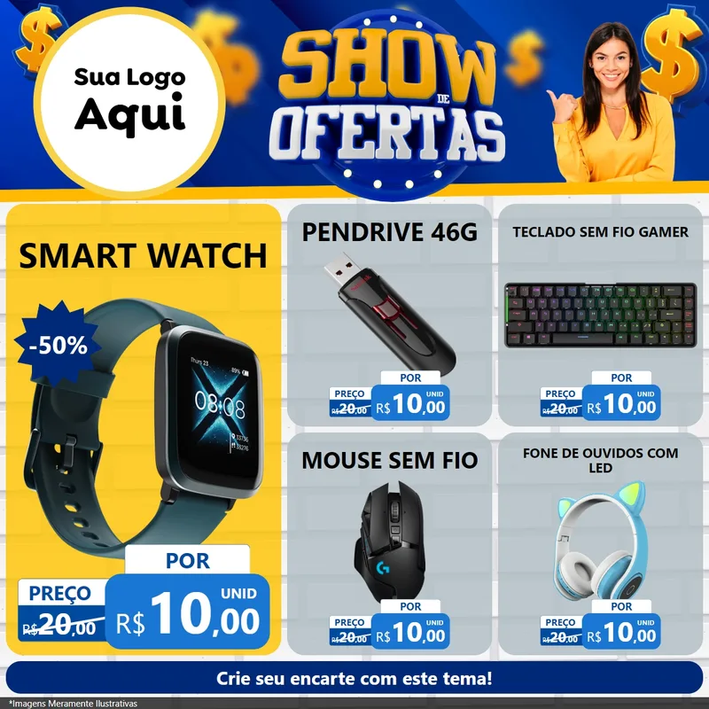 Modelo de Rede Social para Feed Facebook com o tema Show de Ofertas para Informática