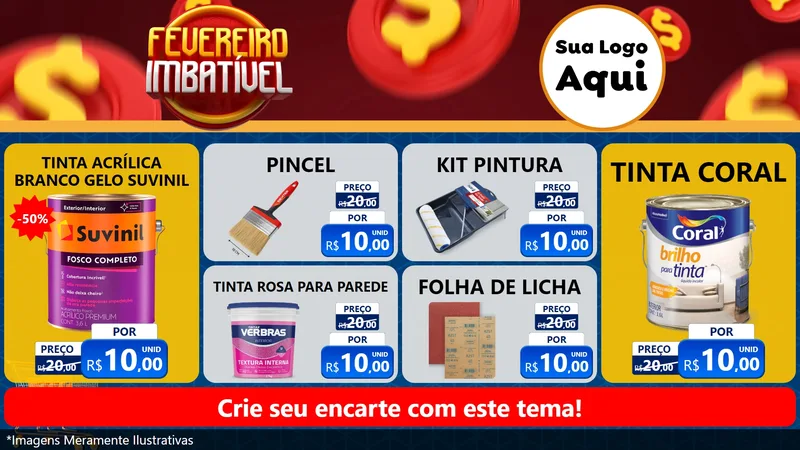 Modelo de TV para TV Horizontal com o tema Fevereiro Imbatível para Tintas e Ferramentas