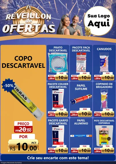 Modelo de Encarte para Encarte A4 Vertical com o tema Réveillon de Ofertas para Embalagens