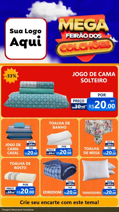 Modelo de Rede Social para Stories com o tema Mega Feirão dos Colchões para Cama, Mesa e Banho