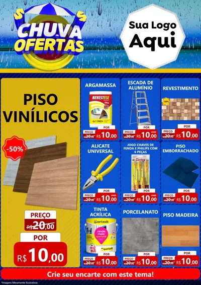Modelo de Encarte para Encarte A4 Vertical com o tema Chuva de Ofertas para Material para Construção
