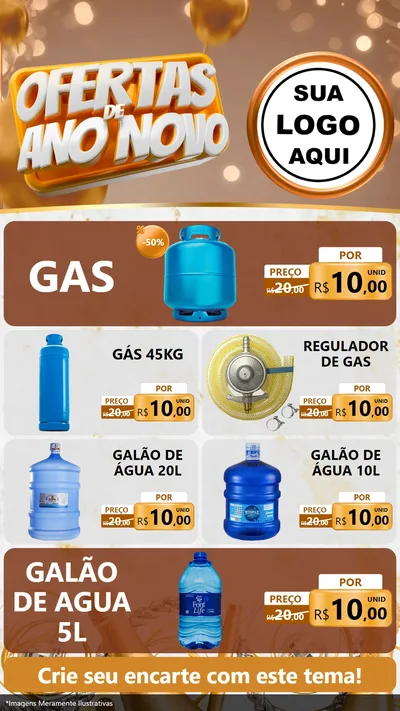 Modelo de TV para TV Vertical com o tema Ofertas de Ano Novo para Água e gás