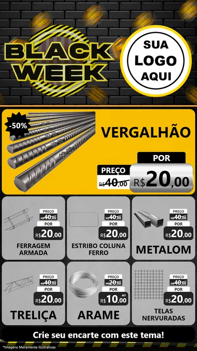 Modelo de Rede Social para Stories com o tema Black Week para Ferragens