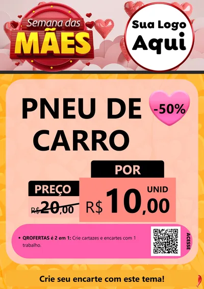 Modelo de Cartaz para Cartaz A4 Vertical com o tema Semana das Mães para Auto peças