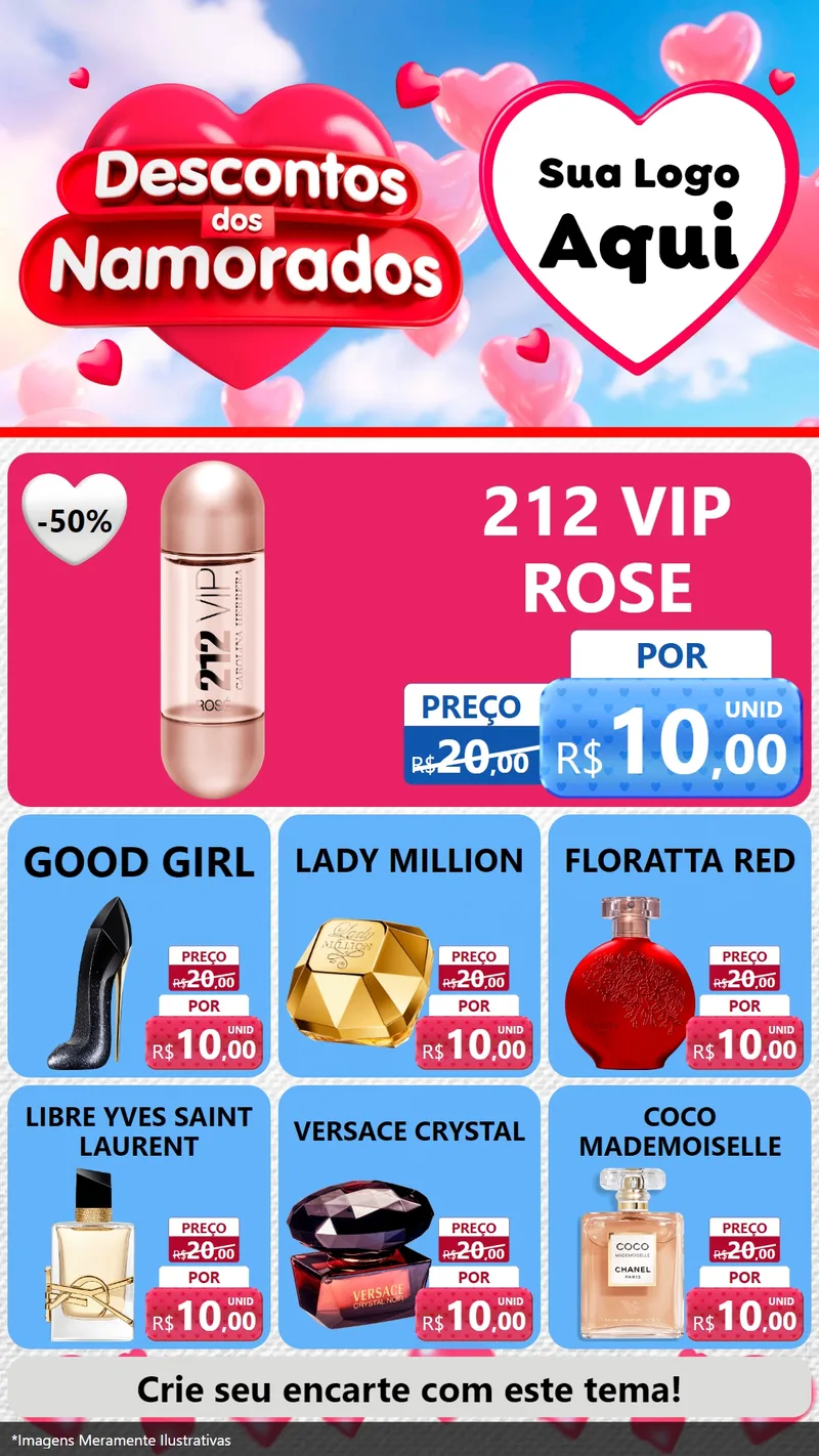 Modelo de Rede Social para Stories com o tema Descontos dos Namorados para Perfumes