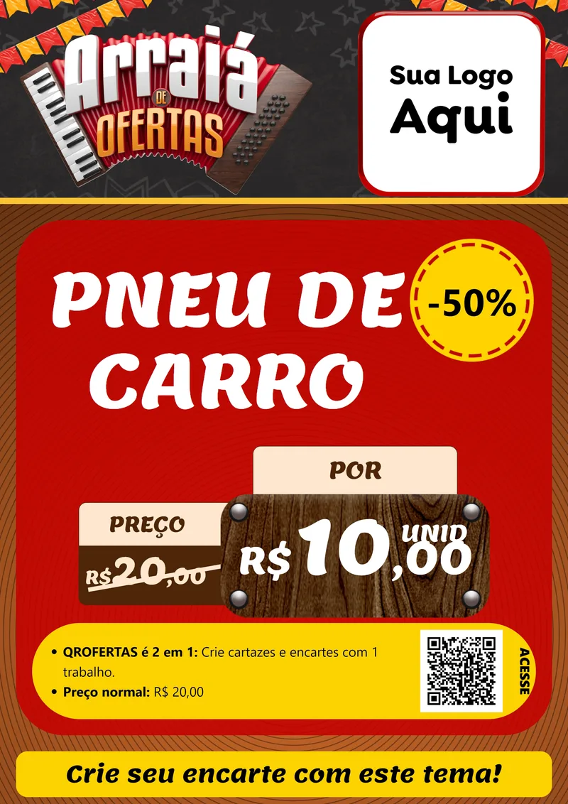 Modelo de Cartaz para Cartaz A4 Vertical com o tema Arraiá de Ofertas - Junina para Auto peças