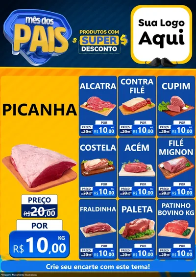 Modelo de Encarte para Encarte A4 Vertical com o tema Mês dos Pais para Açougue