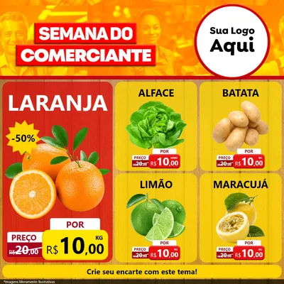 Modelo de Rede Social para Feed Facebook com o tema Semana do Comerciante para Hortifrúti