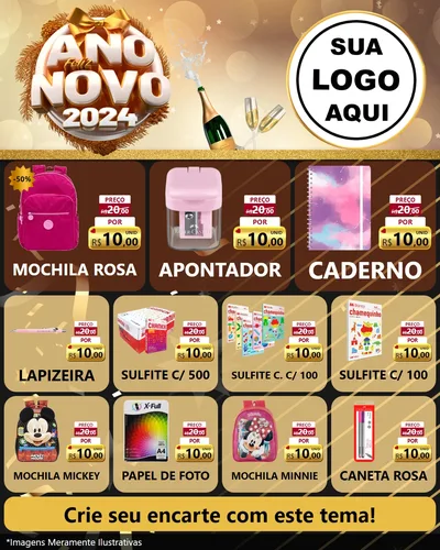 Modelo de Rede Social para Feed Instagram com o tema Feliz Ano Novo 2027 para Papelaria
