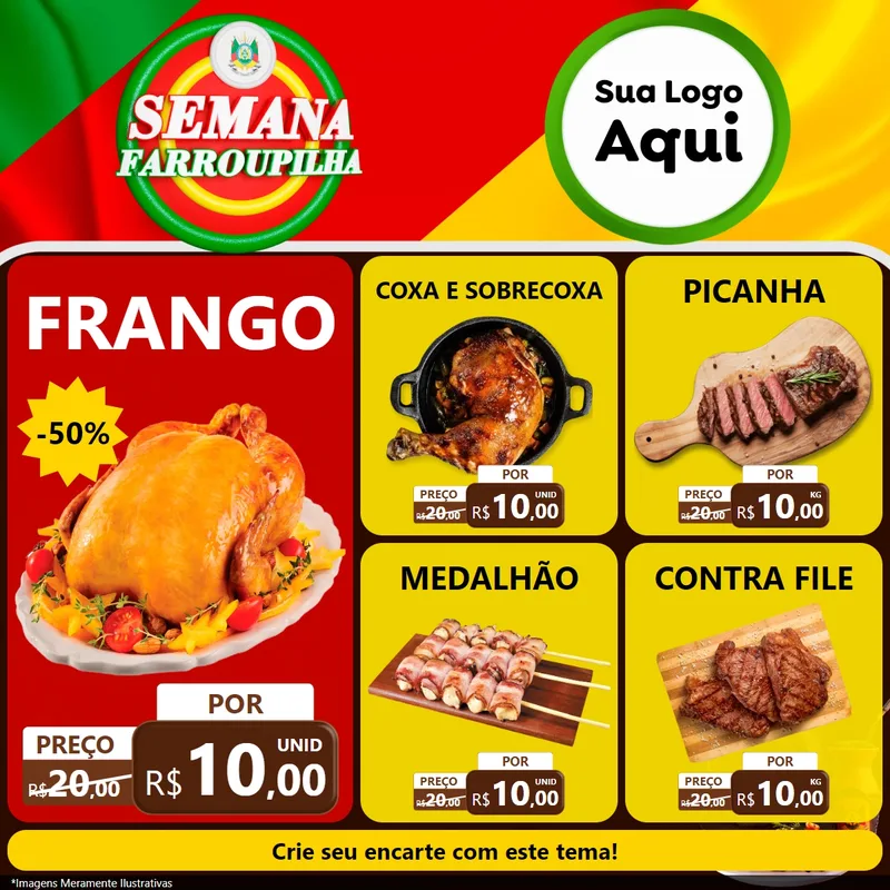 Modelo de Rede Social para Feed Facebook com o tema Semana Farroupilha para Assados