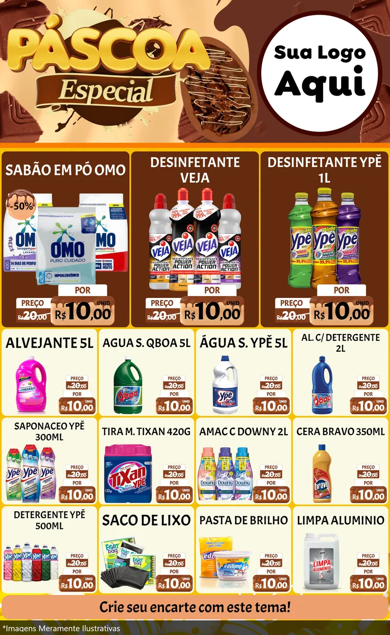 Modelo de Encarte para Encarte Grande com o tema Páscoa Especial para Produtos de Limpeza