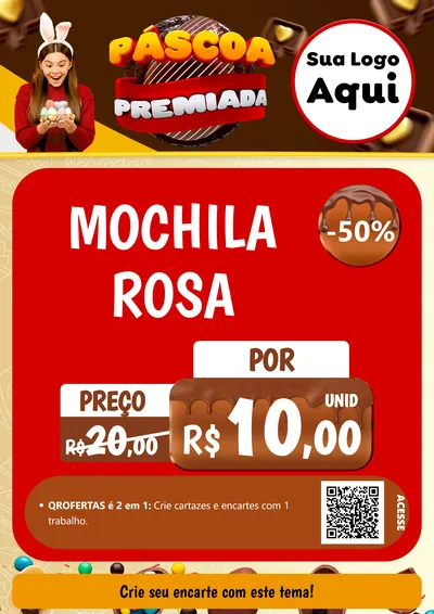 Modelo de Cartaz para Cartaz A4 Vertical com o tema Páscoa Premiada para Papelaria